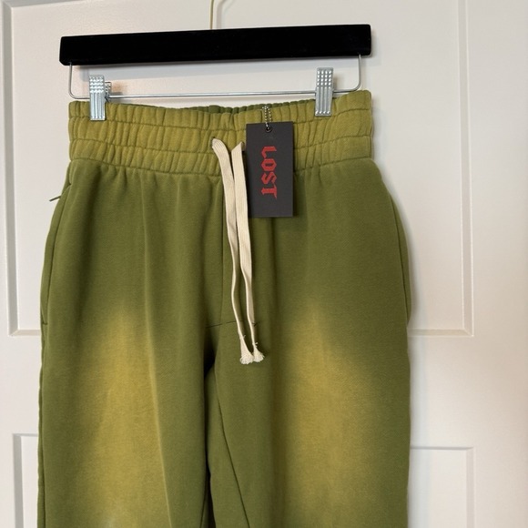 Lost Intricacy Green French Terry Sweatpants NEW Flare Size Medium Streetwear - Picture 7 of 7